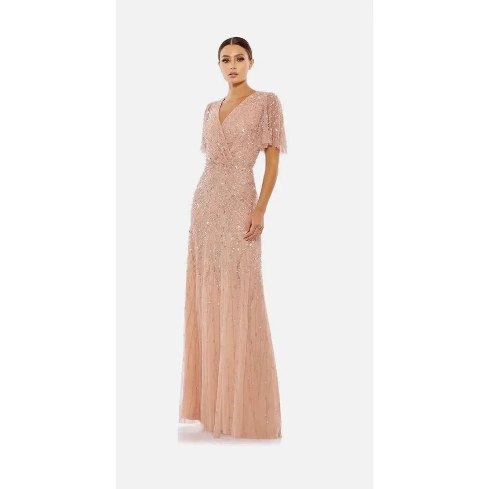 Mac Duggal NWT size 6 surplice bodice embellished dress style 35109